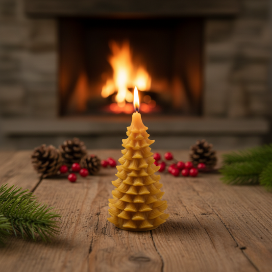 Bougie sapin en cire d'abeille naturelle - La Fabrique de l'Abeille