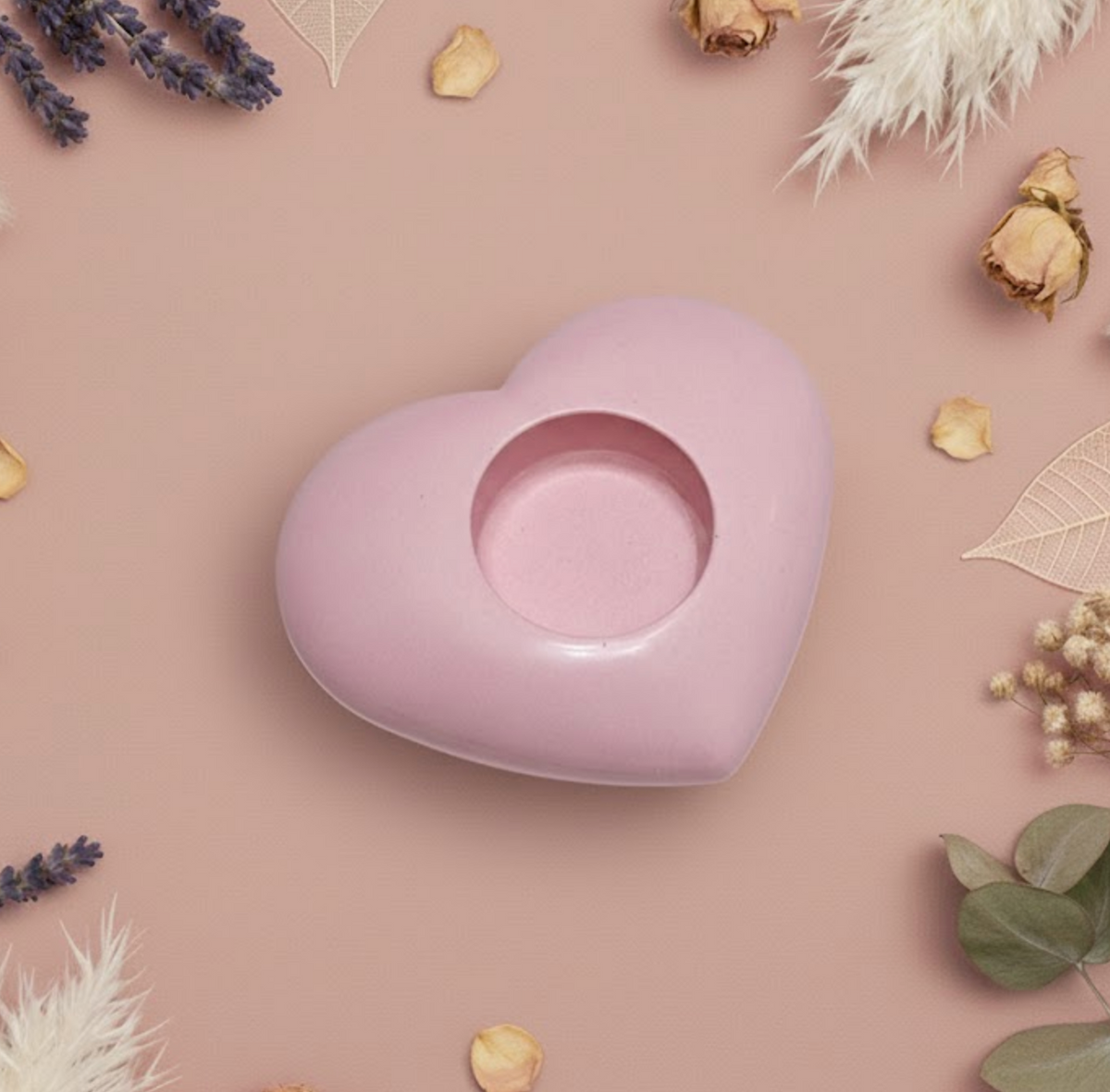 Coffret bougie coeur - Coeur Lumineux bougeoir jesmonite et chauffe-plats en cire d'abeille - La Fabrique de l'Abeille