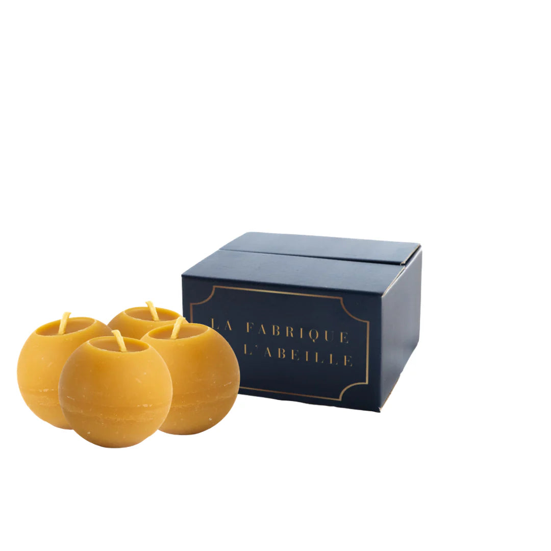 Coffret de 4 bougies rondes en cire d'abeille - La Fabrique de l'Abeille