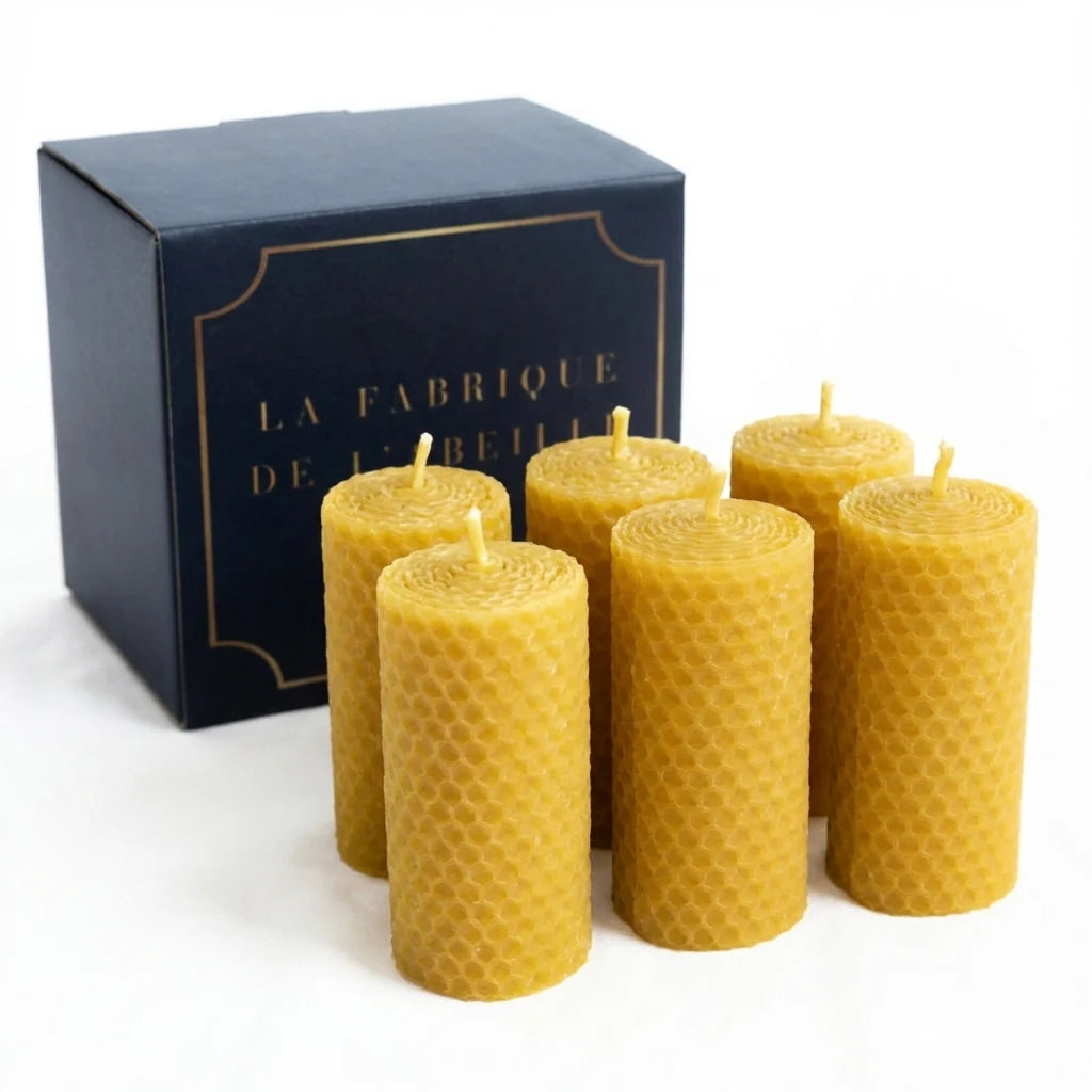 Coffret de 6 bougies roulées en cire d'abeille naturelle - La Fabrique de l'Abeille