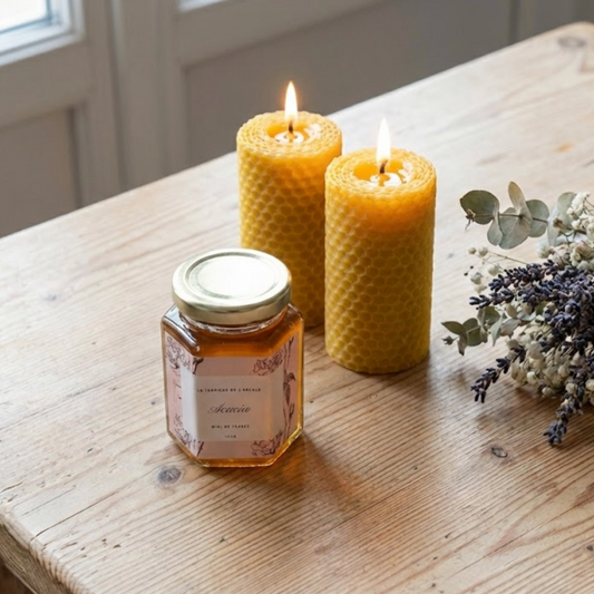 miel et bougies contenu du coffret