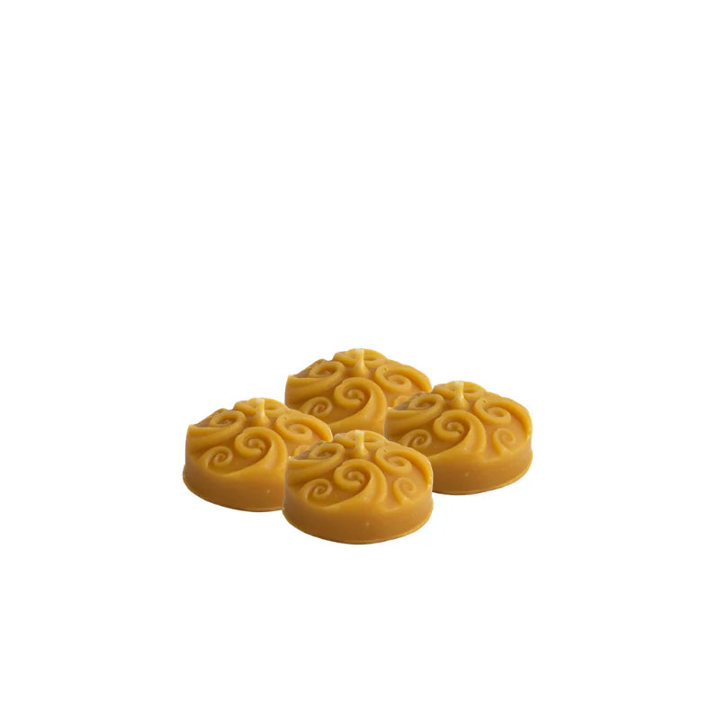 Lot de 4 bougies plates en cire d'abeille française - La Fabrique de l'Abeille