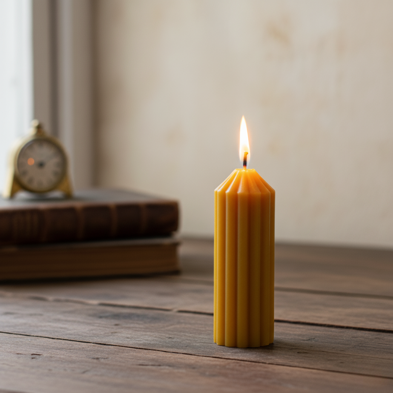 Bougie cylindrique en cire d'abeille naturelle 10h - La Fabrique de l'Abeille