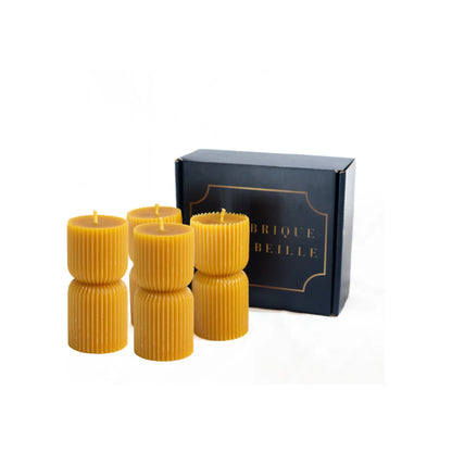Coffret de 4 bougies totem en cire d'abeille 20h - La Fabrique de l'Abeille