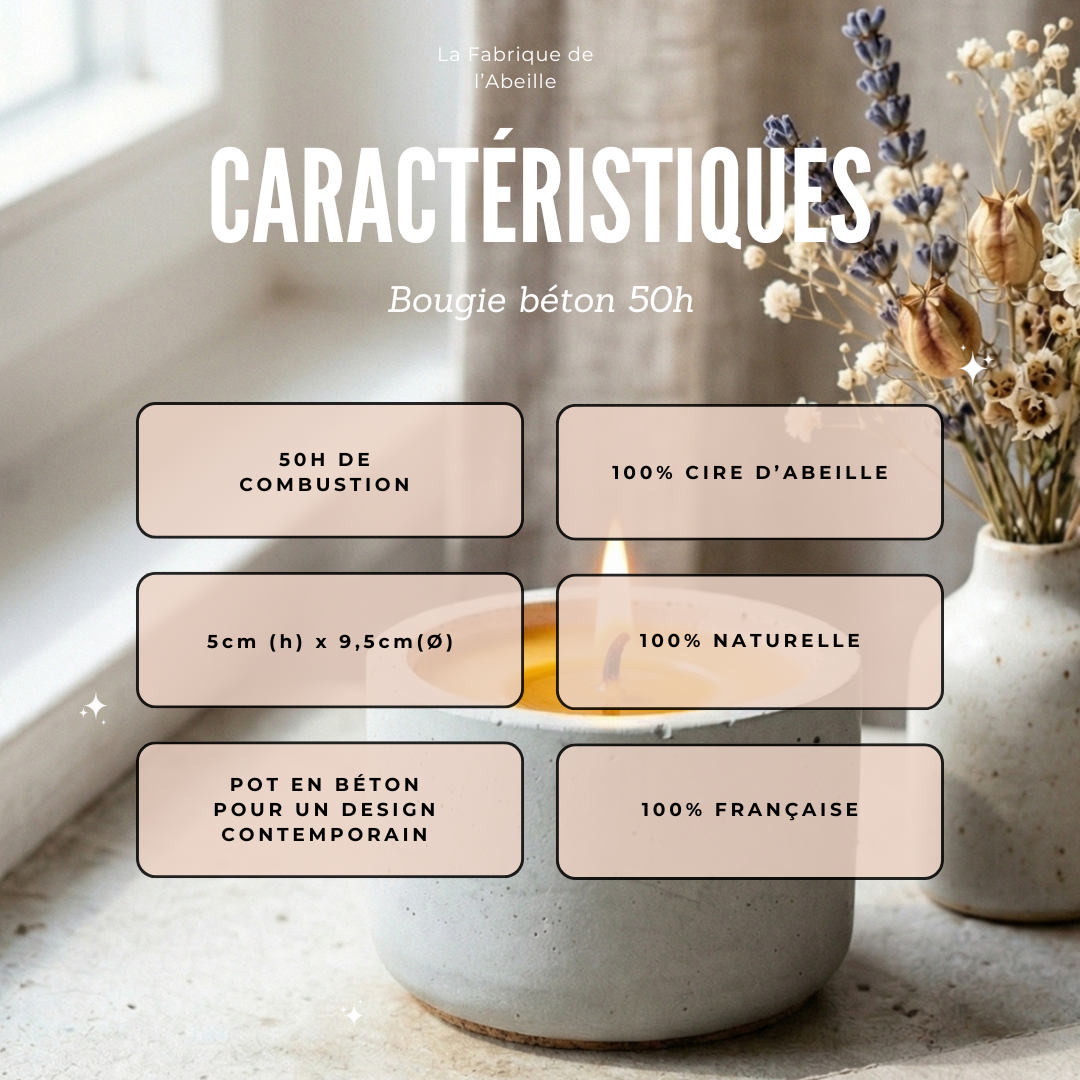 Bougie béton 50h
