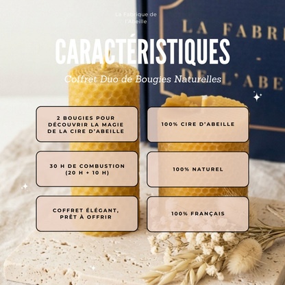 Coffret duo de bougies naturelles artisanales - La Fabrique de l'Abeille
