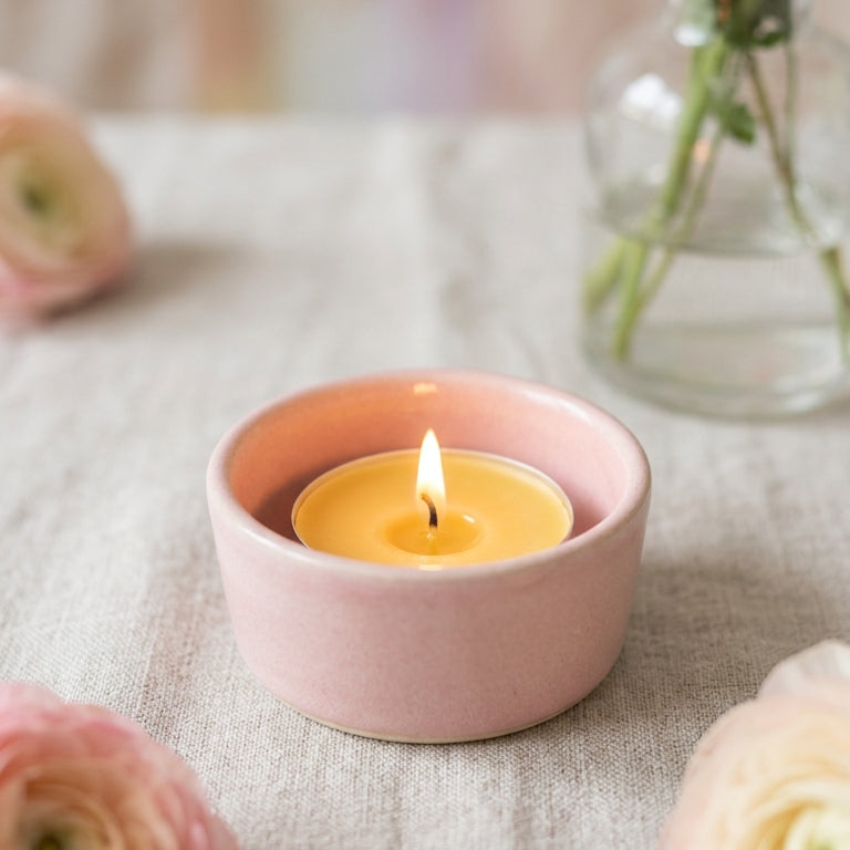 Photophore avec bougie en cire d'abeille