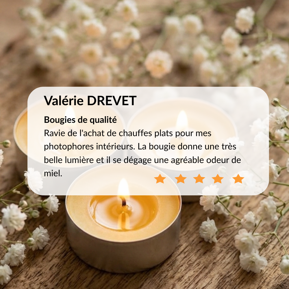 avis bougie chauffe plat cire d'abeille naturelle