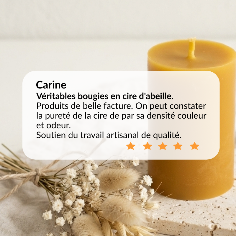 Bougie pilier en cire d'abeille naturelle 24h - Avis clients - La Fabrique de l'Abeille