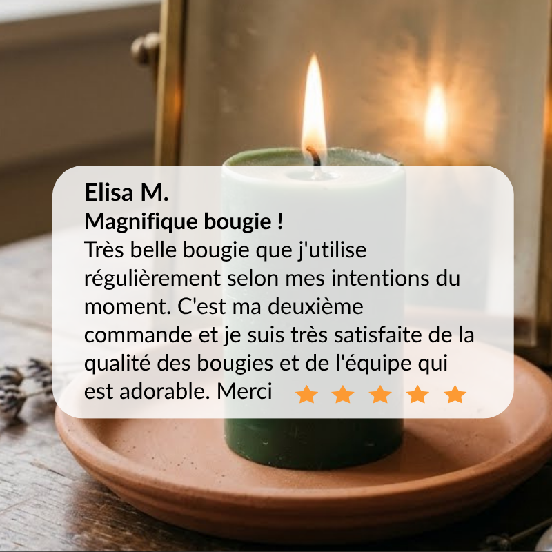 Bougie verte succès argent et chance en cire d'abeille - Avis clients - La Fabrique de l'Abeille