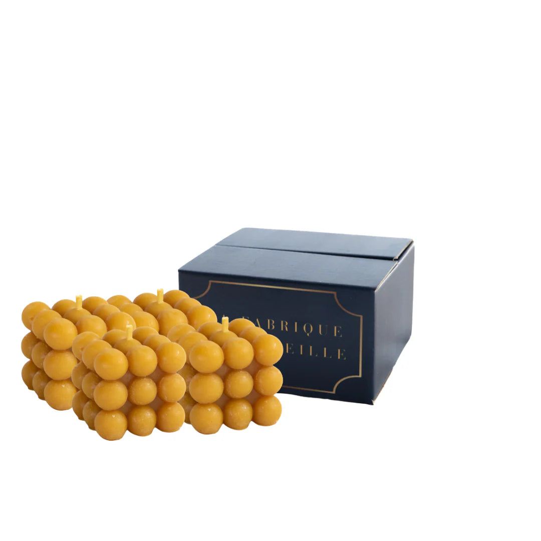 Lot de 4 bougies bubble cube en cire d'abeille - La Fabrique de l'Abeille
