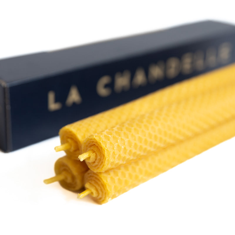 chandelle cire d'abeille roulée à la main