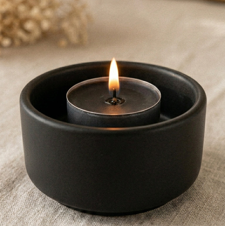 bougies chauffe-plat noires en cire d’abeille