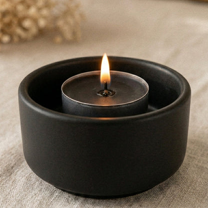 bougies chauffe-plat noires en cire d’abeille