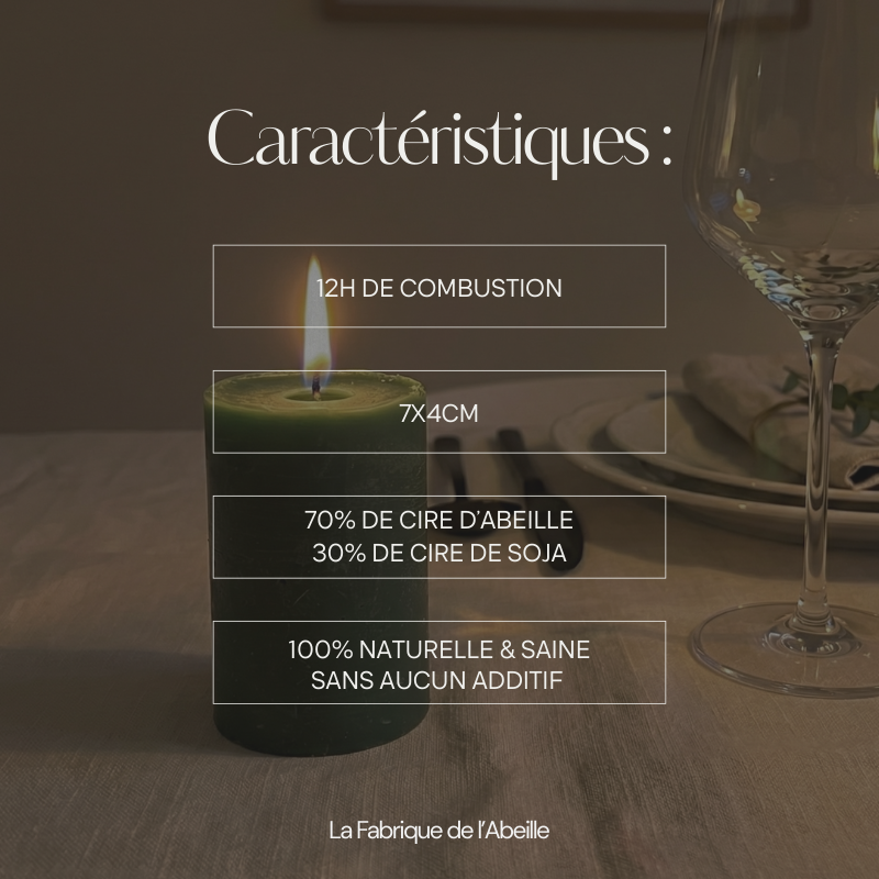 bougie verte teintée dans la masse