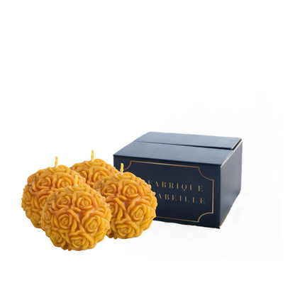 Coffret de 4 bougies fleurs de rose en cire d'abeille - La Fabrique de l'Abeille
