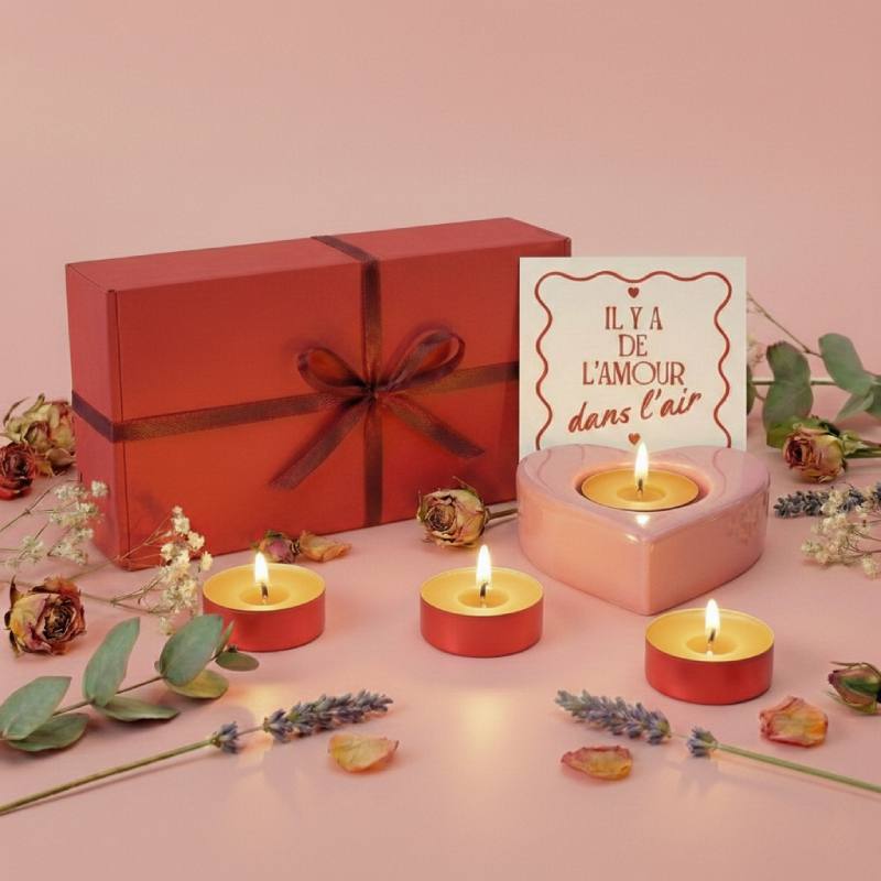 coffret amour bougie et bougeoir