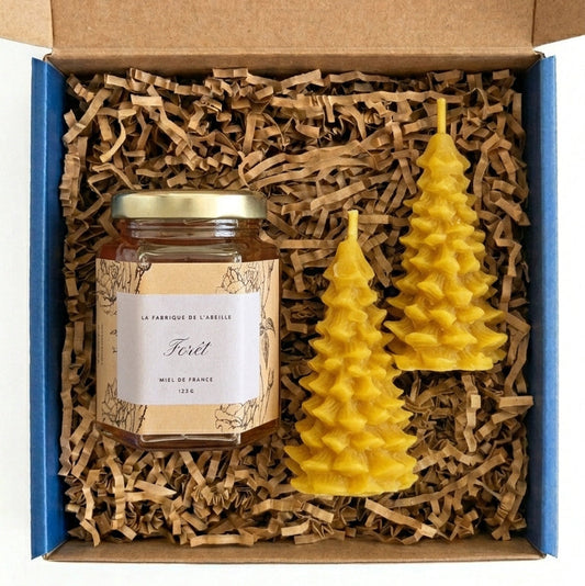 contenu Coffret Miel et Bougie de Noël