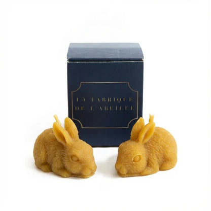 Lot de 2 bougies lapin en cire d'abeille - La Fabrique de l'Abeille