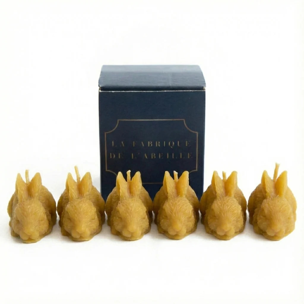 Lot de 6 bougies lapin en cire d'abeille - La Fabrique de l'Abeille