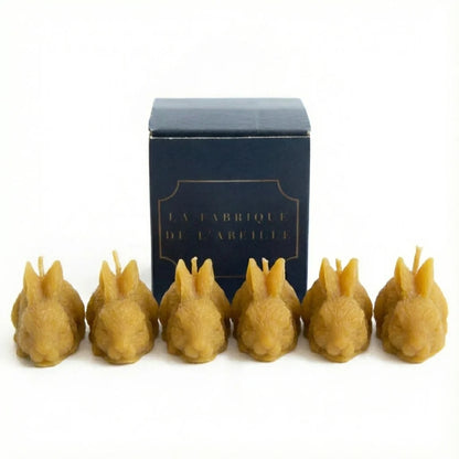 Lot de 6 bougies lapin en cire d'abeille - La Fabrique de l'Abeille